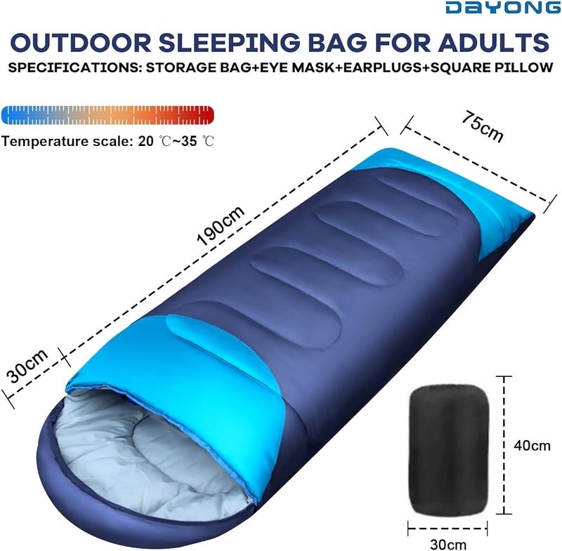 DAYONG Camping Sleeping Bag, Lightweight Portable Adults Sleeping Bag with Pillow EyeMask Earbuds Carry Bag, Compact Warm Sleeping Bag for Outdoor Traveling Hiking Climbing Backpacking. - Image 2
