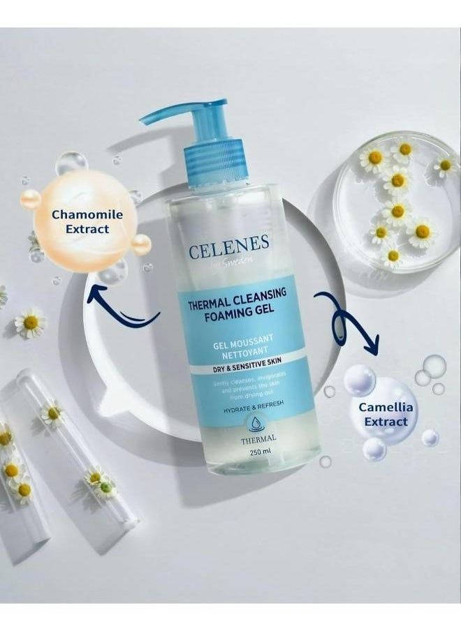 2Pcs Celenes by Sweden Thermal Cleansing Foaming Gel For Dry And Sensitive 250Ml