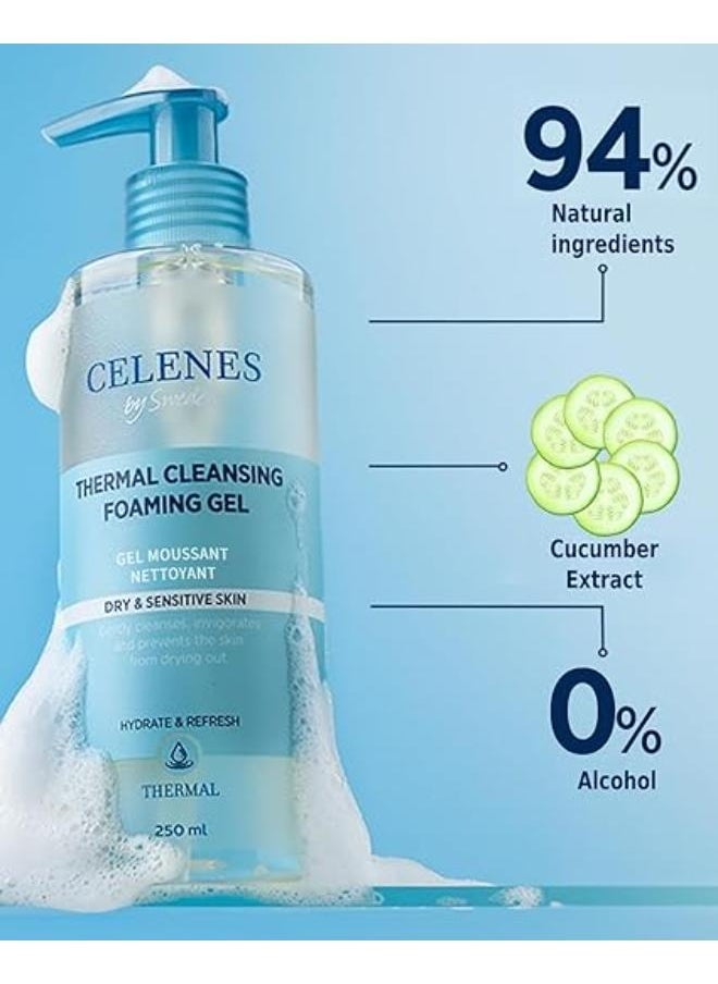 2Pcs Celenes by Sweden Thermal Cleansing Foaming Gel For Dry And Sensitive 250Ml
