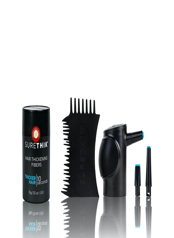 شورثيك ألياف تكثيف الشعر SureThik 15 غرام مع أداة تطبيق ومشط لخط الشعر (أسود) - Image 1