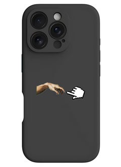 Theodor iPhone 16 Pro Black Protective Slim Fit Case Liquid Silicone Cover with Full Body Protection Anti-Scratch Shockproof Case For iPhone - Hand mouse pointer  - Image 1