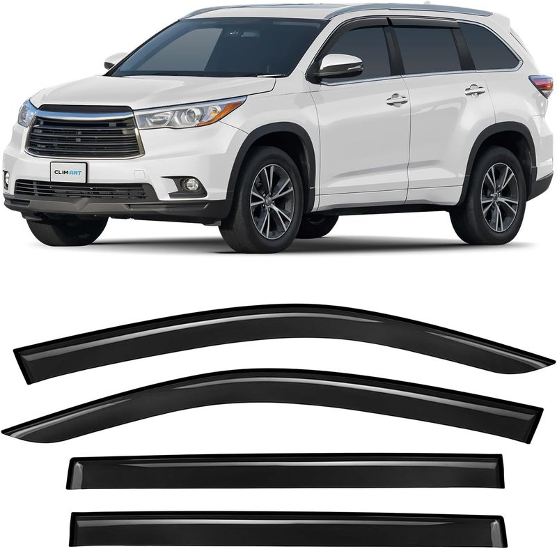 CLIM ART Durable Rain Guards for Toyota Highlander 2014-2019 - Dark Smoke Window Deflectors (4pcs) - Image 1