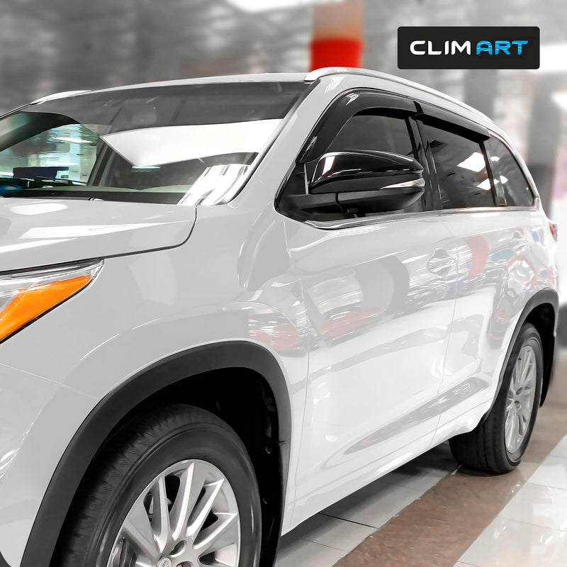 CLIM ART Durable Rain Guards for Toyota Highlander 2014-2019 - Dark Smoke Window Deflectors (4pcs) - Image 4