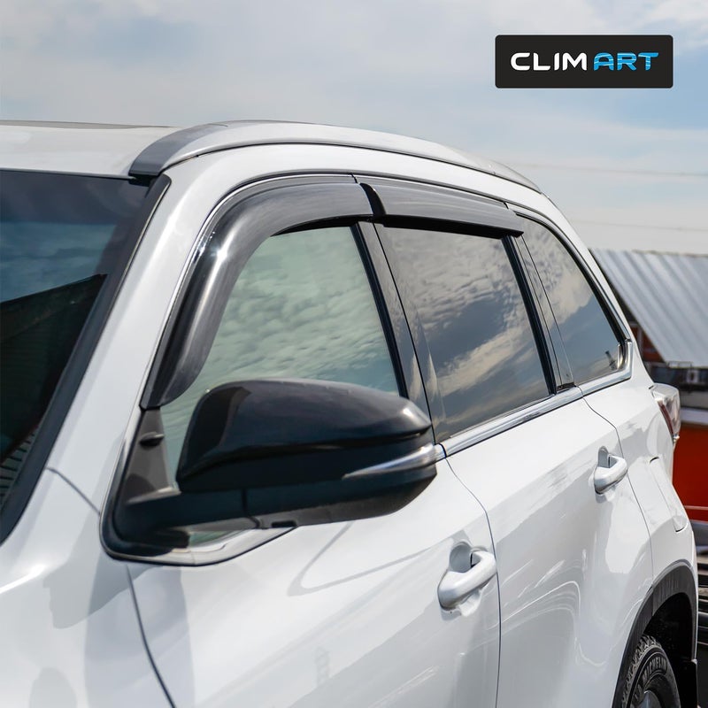 CLIM ART Durable Rain Guards for Toyota Highlander 2014-2019 - Dark Smoke Window Deflectors (4pcs) - Image 2