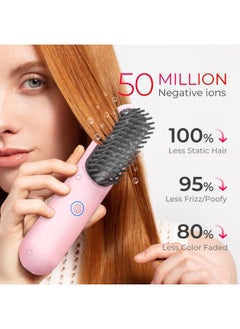TYMO TYMO Porta Cordless Hair Straightener Brush, Pink Color  - Image 3