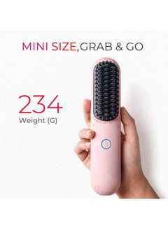 TYMO TYMO Porta Cordless Hair Straightener Brush, Pink Color  - Image 2