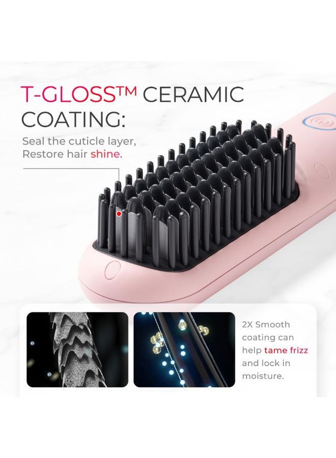 TYMO TYMO Porta Cordless Hair Straightener Brush, Pink Color  - Image 4