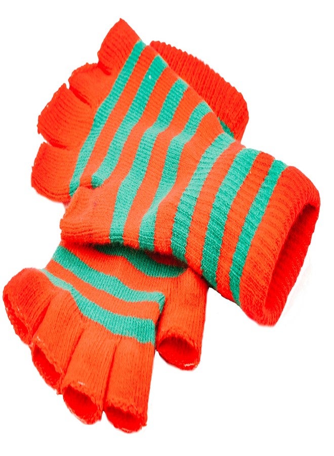 Funny Guy Mugs Warm Stretchy Knit Fingerless Gloves for Women and Men, Christmas Colors (Red/Green Striped), One Size Fits Most - Image 1