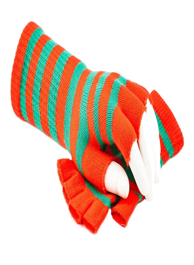 Funny Guy Mugs Warm Stretchy Knit Fingerless Gloves for Women and Men, Christmas Colors (Red/Green Striped), One Size Fits Most - Image 4
