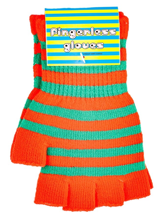 Funny Guy Mugs Warm Stretchy Knit Fingerless Gloves for Women and Men, Christmas Colors (Red/Green Striped), One Size Fits Most - Image 3