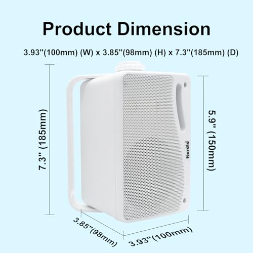 Herdio 3.5 Inch Passive Outdoor Speakers Wired Waterproof, 200W 3 Way Premium Mountable Wall Mount Speakers with Superior Sound, All-Weather Durability, for Patio Marine Boat Garage Indoor(White Pair) - Image 3