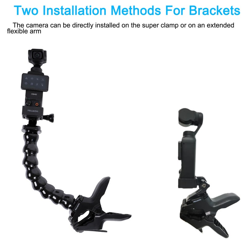 PellKing Gooseneck Jaws Flex Clamp Mount for DJI Osmo Pocket 3 & GoPro 13 12 11 10 9 8 7 6 5 Insta360 X4 X3 X2 X DJI Osmo Action 5 Pro 4 3 2 Cameras - Image 3