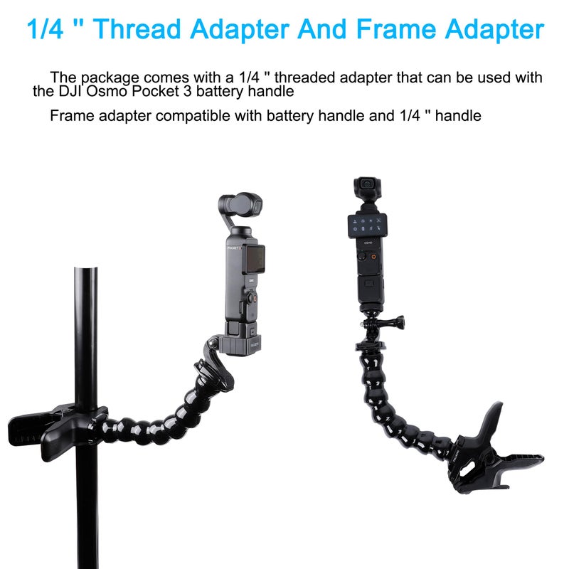 PellKing Gooseneck Jaws Flex Clamp Mount for DJI Osmo Pocket 3 & GoPro 13 12 11 10 9 8 7 6 5 Insta360 X4 X3 X2 X DJI Osmo Action 5 Pro 4 3 2 Cameras - Image 4