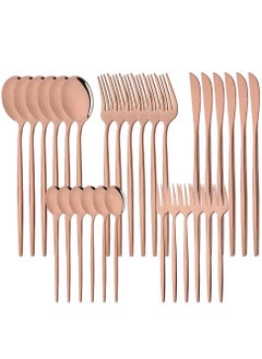 24 Pcs Stainless Steel Sleek Rose Gold Plated Kitchen High Quality Cutlery Tableware Set Fork Spoon Knife in Velvet Gift Kraft Box - pzsku/ZC5E7A5420571197CFE21Z/45/_/1685358972/44d3609a-12ae-4239-94cb-a08d512a1379