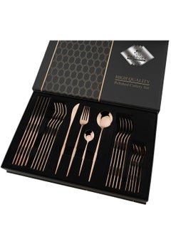 24 Pcs Stainless Steel Sleek Rose Gold Plated Kitchen High Quality Cutlery Tableware Set Fork Spoon Knife in Velvet Gift Kraft Box - pzsku/ZC5E7A5420571197CFE21Z/45/_/1685358974/aaa14290-27d8-4aff-ad73-6398db38c249