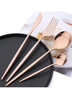 24 Pcs Stainless Steel Sleek Rose Gold Plated Kitchen High Quality Cutlery Tableware Set Fork Spoon Knife in Velvet Gift Kraft Box - pzsku/ZC5E7A5420571197CFE21Z/45/_/1685358976/4da9ab24-271f-4890-8c56-0a935ac9ed91