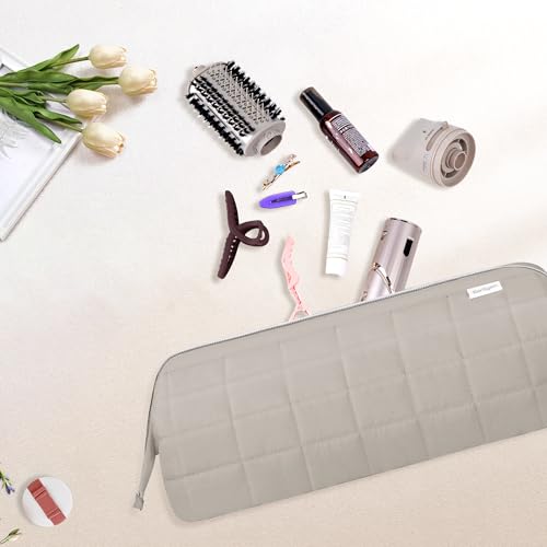 KarSyon Hair Tools Travel Bag Organizer for Dyson Airwrap Case Holder Shark Hair Dryer Flex Style Airstraight Brush Revlon Attachments Carrying Case Flat Curling Iron Bags (Camel) - Image 4