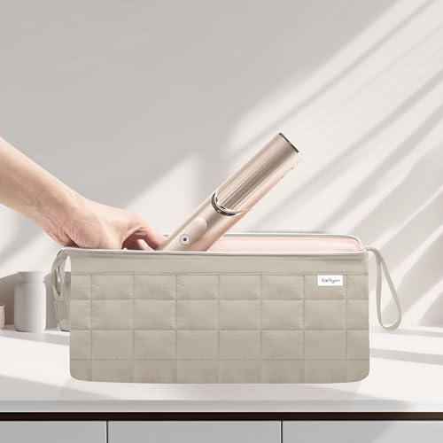 KarSyon Hair Tools Travel Bag Organizer for Dyson Airwrap Case Holder Shark Hair Dryer Flex Style Airstraight Brush Revlon Attachments Carrying Case Flat Curling Iron Bags (Camel) - Image 3
