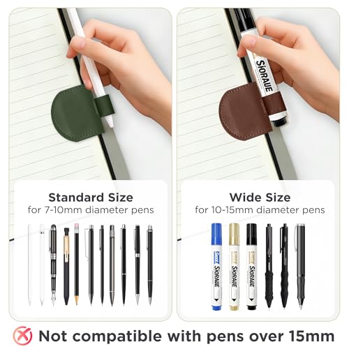 SESENSE Magnetic Pen Holder for Notebook - 3 Pcs Leather Magnetic Bookmarks Holder for Reading Women, Book Lover Gifts for Bookish, Standard Size - Image 3