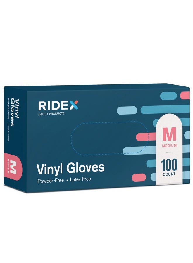 RIDEX Disposable Gloves Latex-Free Clear Vinyl Gloves [100-Count] Thick Powder-Free All-Purpose Gloves, Dispenser Box Gloves 100 Pieces - Size Large Glove by Ridex Medical - Image 1