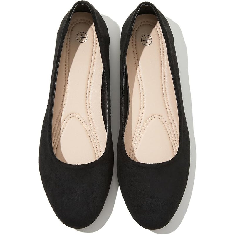 Shupua Flats for Women Round Toe Black Ballet Flats Dressy Work Shoes | Comfortable Womens Ballerina Dress Shoes, Slip On Casual Office Loafers, Comfort, Business, Wedding, Formal, Low Heel, Ladies - Image 1