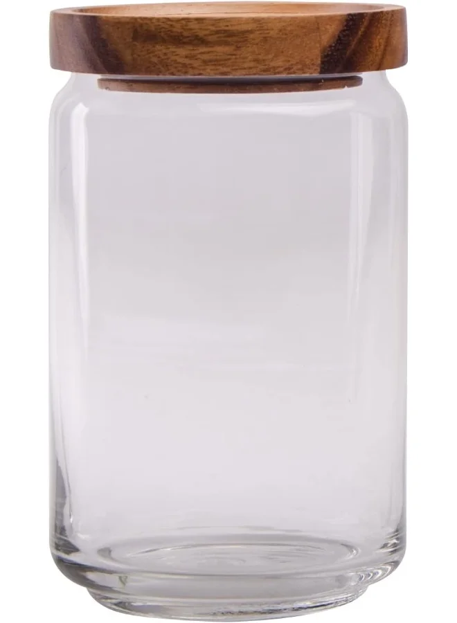 BILLI Glass Canister With Stackable Wooden Lid (Medium) 753Ml