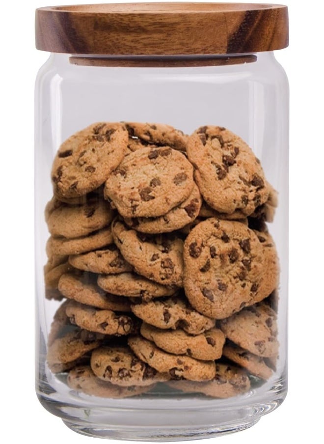 BILLI - Glass Canister With Stackable Wooden Lid (Medium) 753Ml - Image 1
