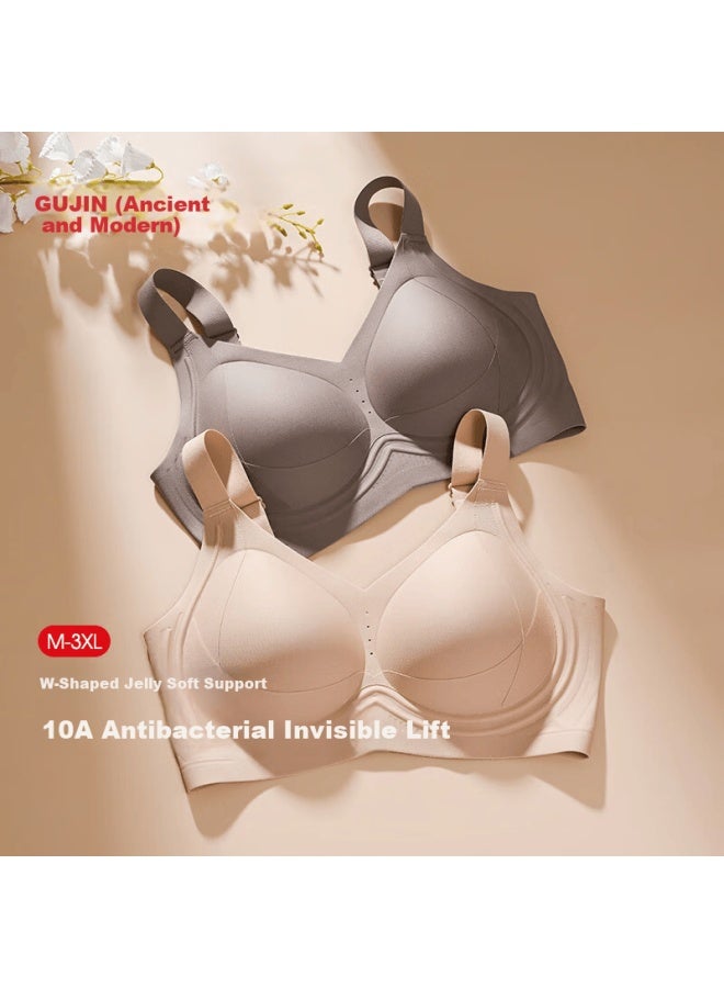 Gujin Women's Wireless Underwear 10a Antibacterial Jelly Soft Support Full Coverage Bra - Image 1