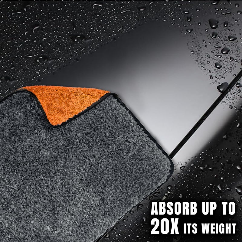 Towelogy Microfibre Car Drying Towel - Extra Large 800GSM Dual Sided Super Absorbent Soft Detailing Cloth (Orange, 40x40cm) - Image 5