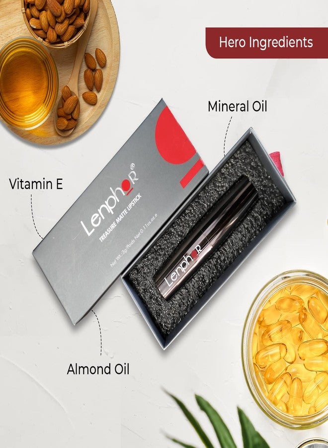 لينفور أحمر شفاه لينفور تريجر مات، أحمر شفاه يدوم طويلاً، مناسب للاستخدام الاحترافي للنساء، أحمر شفاه كريمي ناعم، مرطب شفاه، أحمر شفاه للنساء والفتيات، أحمر عنابي، 3 غرام - Image 2