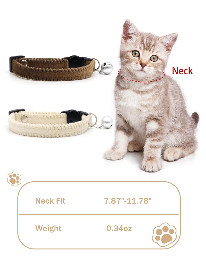 GoldTiger Furry Breakaway Cat Collar with Bell, Adjustable 7.87"-11.78" Kitten Collar, Suitable for All Types of Cats and Small Dogs (M, White) - Image 5