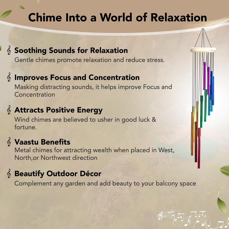 Ekhasa Nostrae by Positive Energy Aluminium Wind Chimes for Home, Balcony, Outdoor, Garden Decor | Bells for Vastu, Feng Shui, Serene Music Sound & Positive Vibes | Deep Tone Windchime for Gift - Image 2