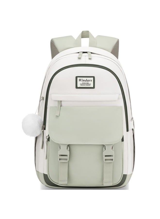 WINDARS Laptop Backpack for Women, Laptop Bag for Work Travel, White - Bean Green - Dark Olive Green - Image 1