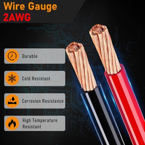 Anrain 24 FT Quick Disconnect Winch Power Cable, 2 Gauge 2 AWG Copper Wiring, Heavy Duty Quick Disconnect Cables with Quick Connect Plugs, for a Wide Range of Winching Applications - Image 3