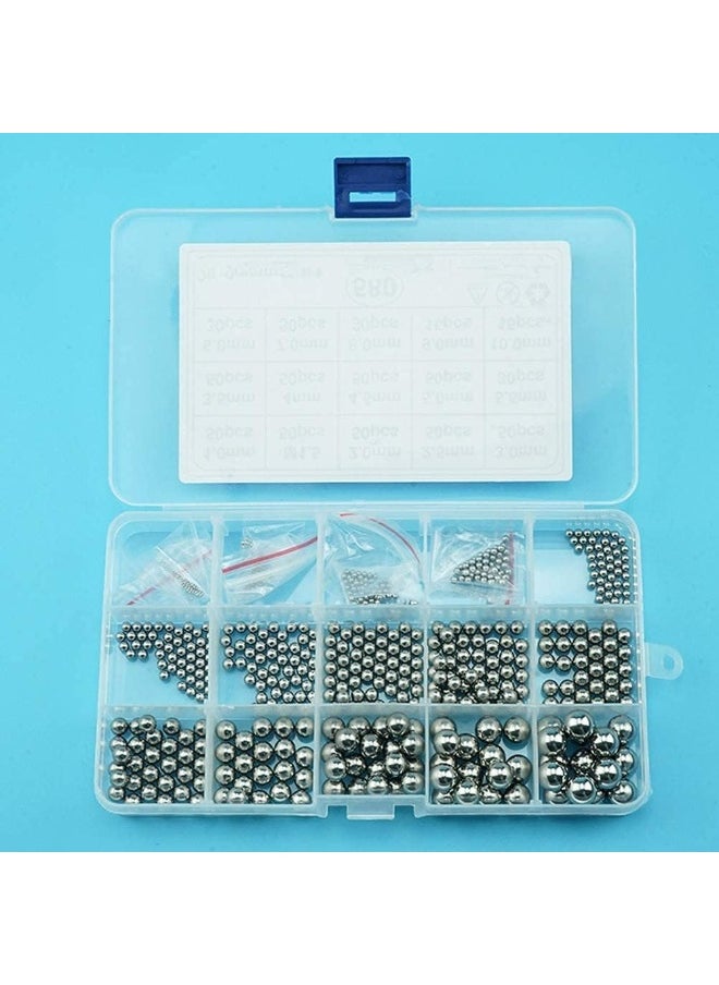 Generic Hardware Tool Bearing Balls Set, 580 Pcs 1-10mm Metric Stainless Steel Precision Ball Assortment Kit, Metal Balls Mini Ball Bearing Assortment Kit, for Paint Mixer Agitator Skateboard Bearings  - Image 3