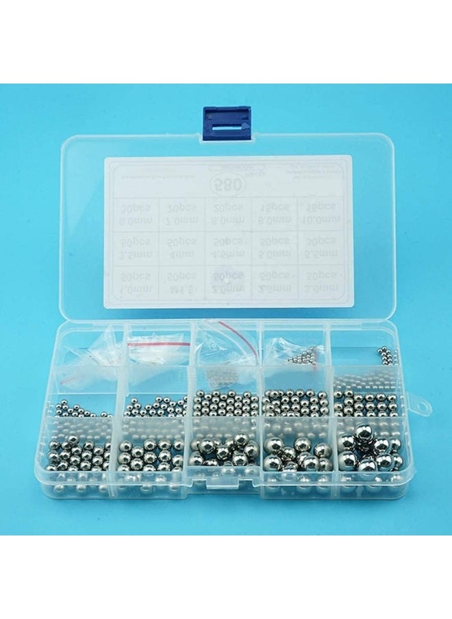 Generic Hardware Tool Bearing Balls Set, 580 Pcs 1-10mm Metric Stainless Steel Precision Ball Assortment Kit, Metal Balls Mini Ball Bearing Assortment Kit, for Paint Mixer Agitator Skateboard Bearings  - Image 2
