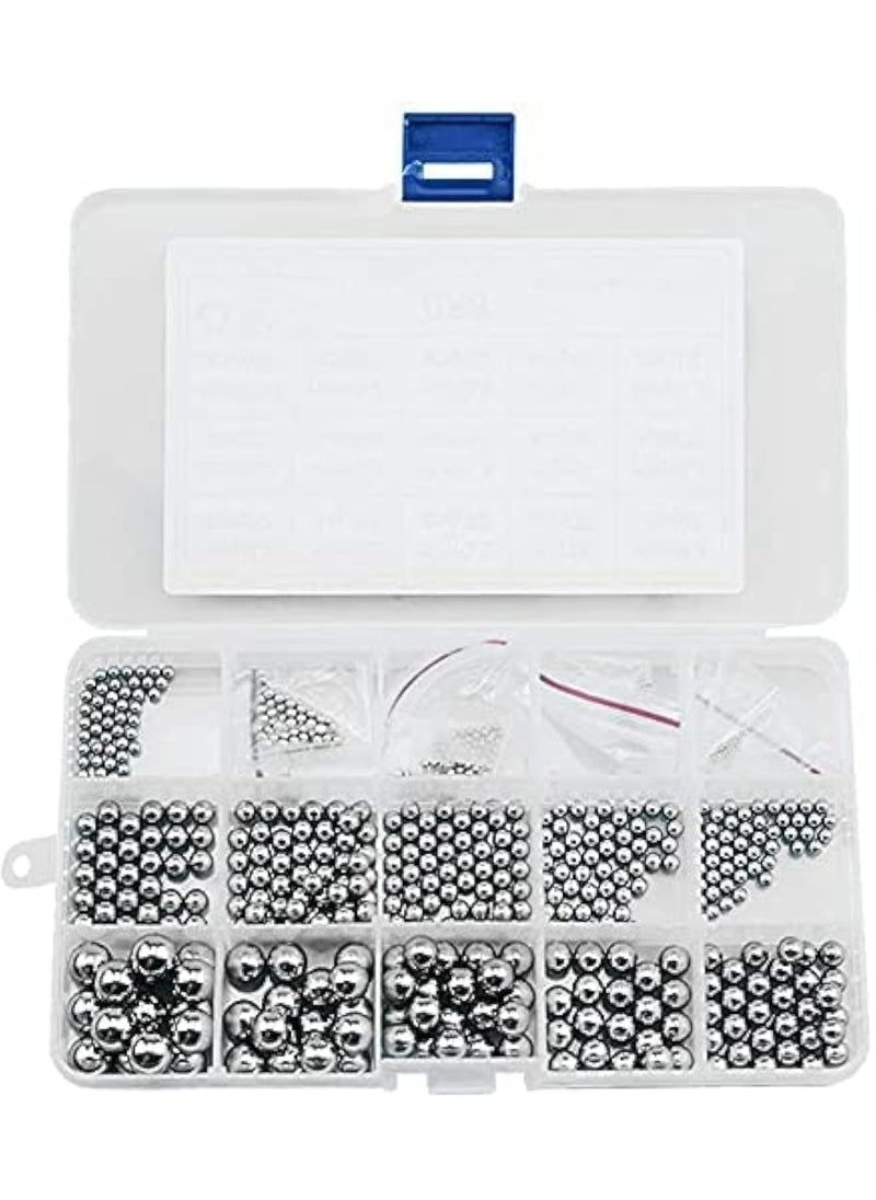 Generic Hardware Tool Bearing Balls Set, 580 Pcs 1-10mm Metric Stainless Steel Precision Ball Assortment Kit, Metal Balls Mini Ball Bearing Assortment Kit, for Paint Mixer Agitator Skateboard Bearings  - Image 1