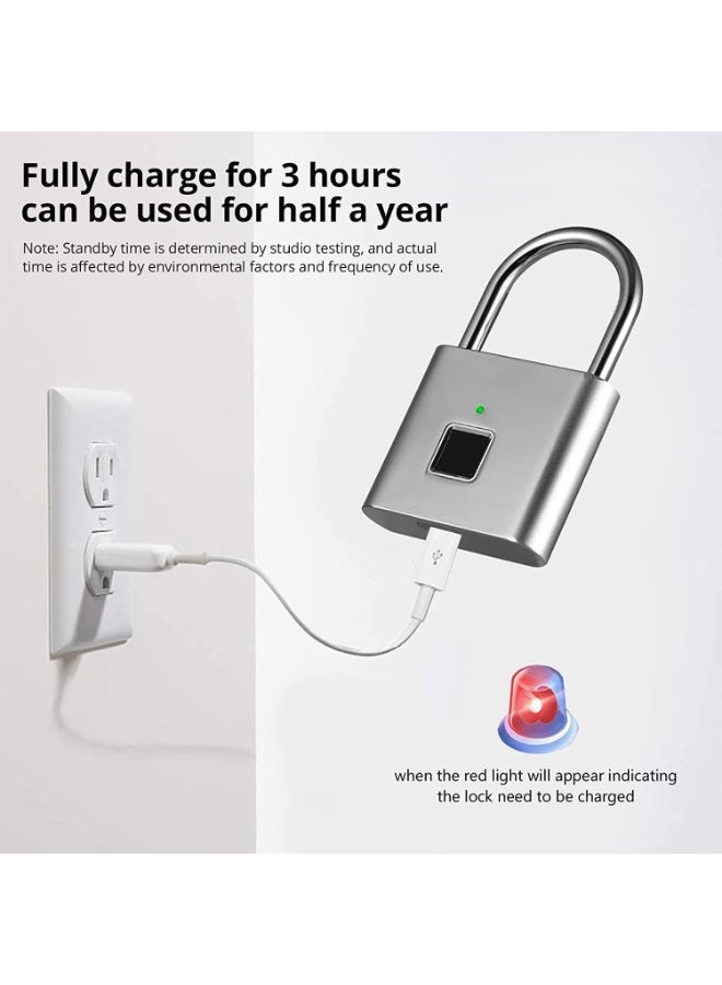 Relex Fingerprint Padlock, Gym Locks Luggage Locks Combination Padlocks, Ultra Light One Touch Open Fingerprint Lock with USB Charging for Gym, Sports, School Employee Locker, Fence, Suitcase, Baggage, Bike - Image 4
