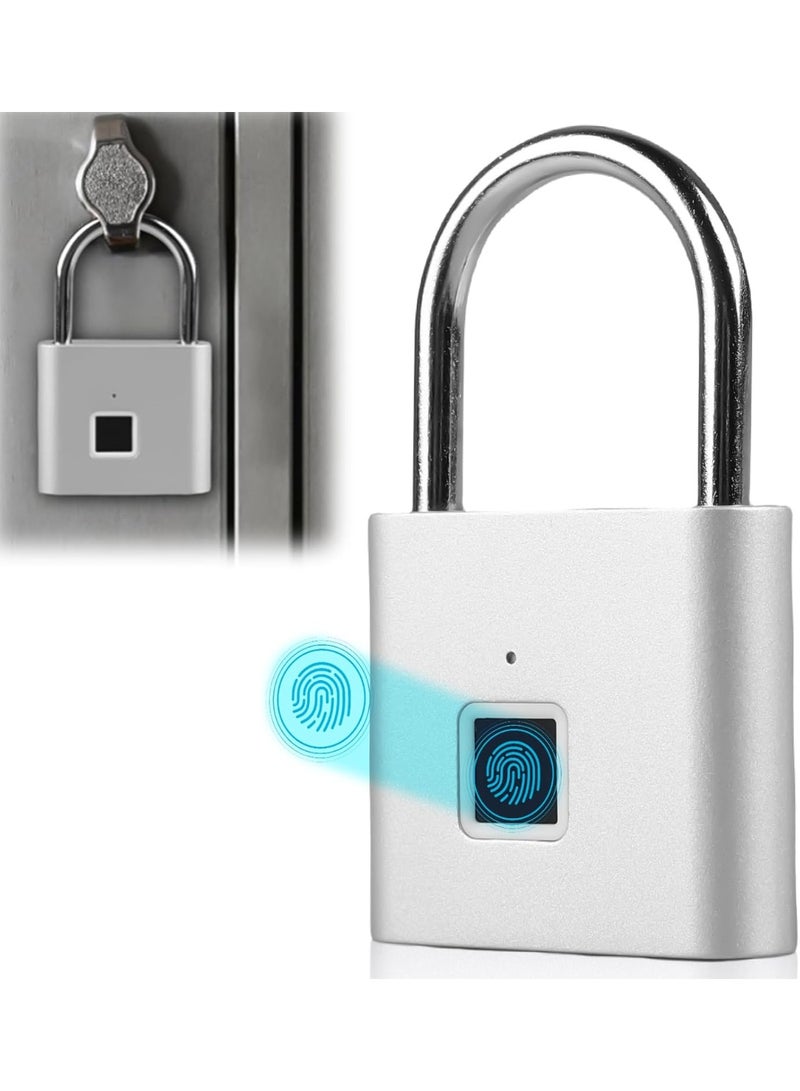 Relex Fingerprint Padlock, Gym Locks Luggage Locks Combination Padlocks, Ultra Light One Touch Open Fingerprint Lock with USB Charging for Gym, Sports, School Employee Locker, Fence, Suitcase, Baggage, Bike - Image 1