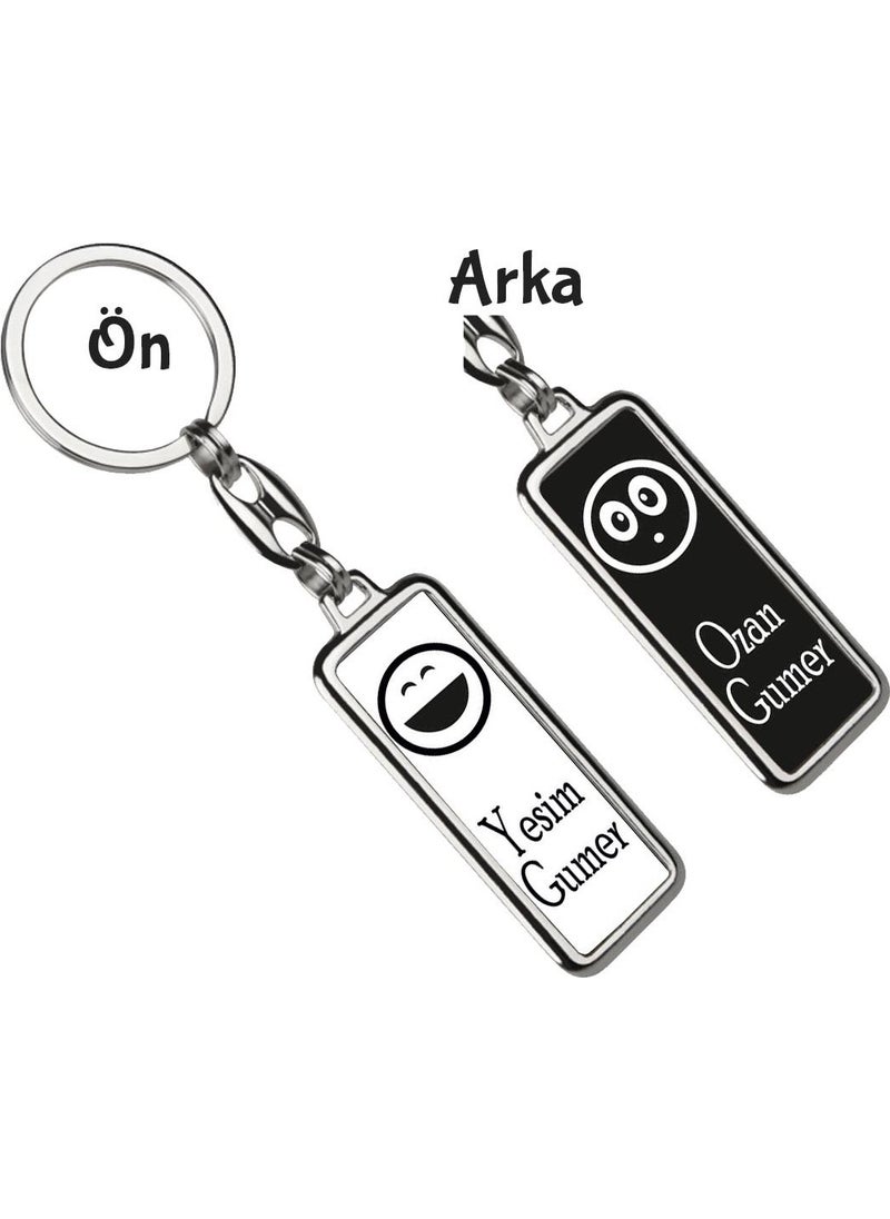Hediye Zengini Gift Rich Personalized 1 Angry, 1 Peaceful Emoji Keychain 5  - Image 1