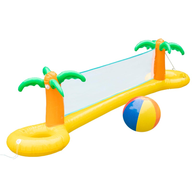 SCS Direct Giant Inflatable Palm Tree Volleyball Net Set w Ball 12 ft Long Extra Large SizeDurable Thick PVC Material Easy to Inflate OutdoorBackyard Summer BBQ Pool Party Kids Teens Water Toy Game Float - Image 4