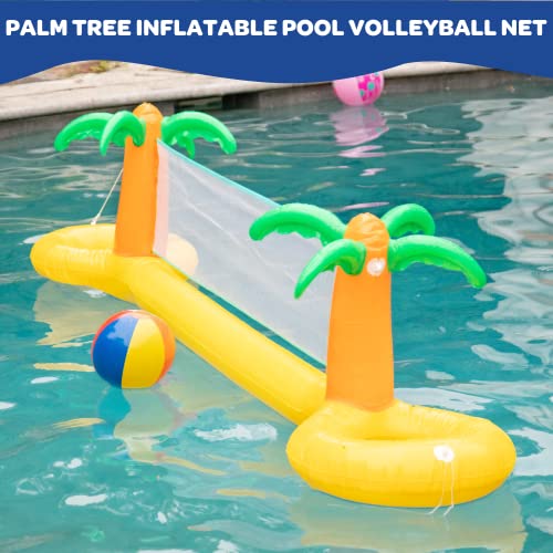SCS Direct Giant Inflatable Palm Tree Volleyball Net Set w Ball 12 ft Long Extra Large SizeDurable Thick PVC Material Easy to Inflate OutdoorBackyard Summer BBQ Pool Party Kids Teens Water Toy Game Float - Image 5