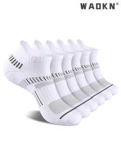 Men's Sports Comfortable Low-Cut Breathable Cushioned Socks, 6-Pair Pack in White, Specifically Designed Low-Tab Socks for Sports Enthusiasts