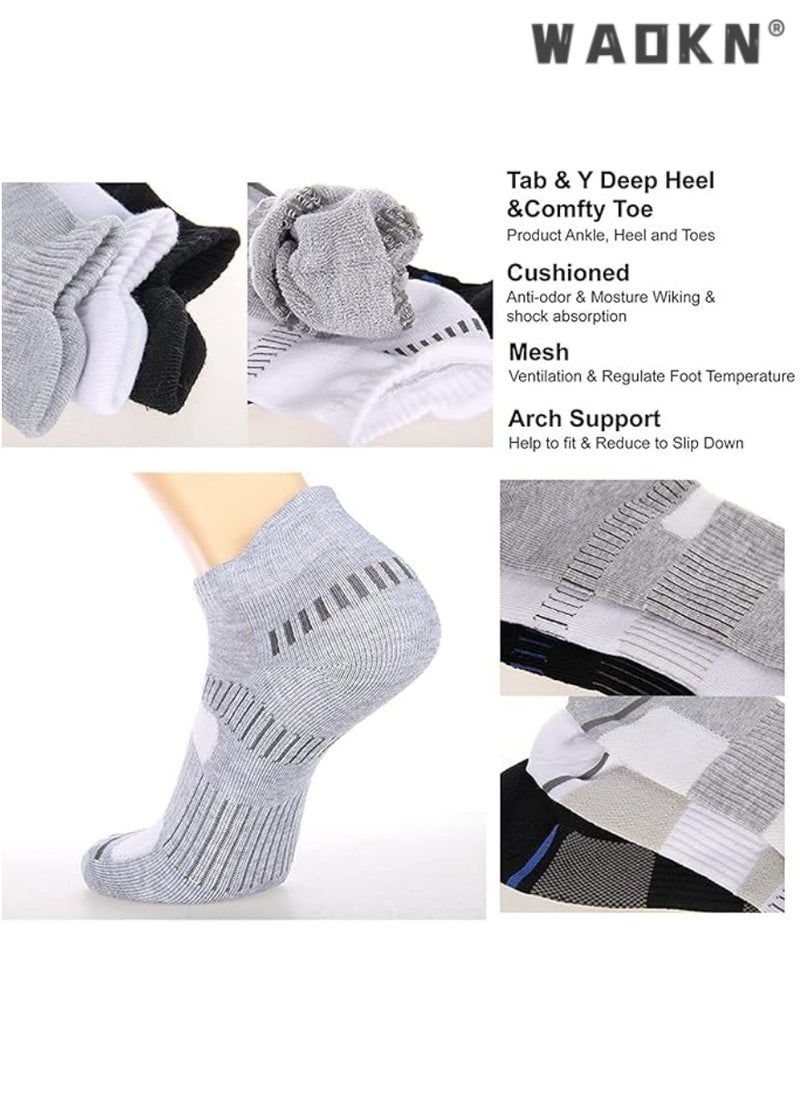 WAOKN - Men's Sports Comfortable Low-Cut Breathable Cushioned Socks, 6-Pair Pack in White, Specifically Designed Low-Tab Socks for Sports Enthusiasts - Image 1