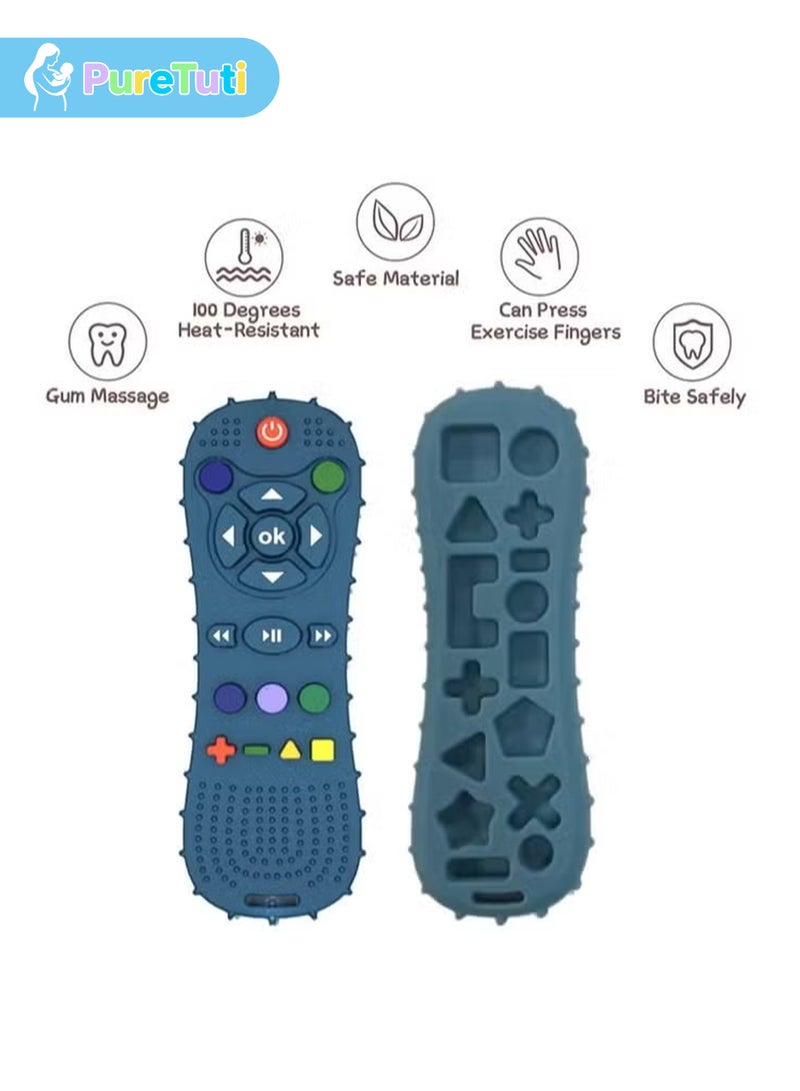 PureTuti Baby Teether Toy Blue TV Remote Control Shape Chew Toy for Infants Newborns 0-24 Months Teething Relief Everyday Use Gift - Image 5