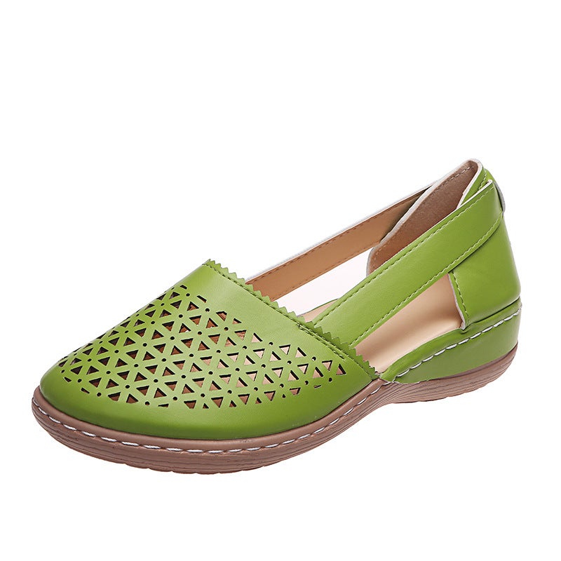 2023 Summer foreign trade large size casual sandals women''s and thick-soled hollow solid color shoes women''s wedge sandals wholesale - Image 1