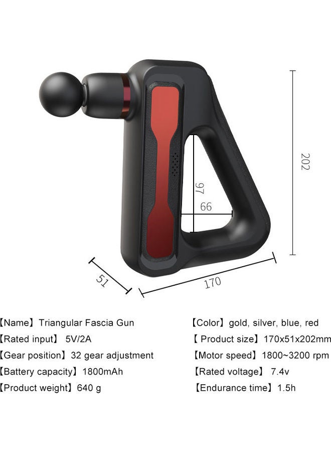 Toshionics 32 Modes Rechargeable Adjustable Professional Triangle Deep Tissue Fascia Gun Massager With 8 Massage Heads With Lcd Screen - Image 2