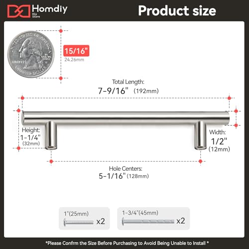 homdiy Brushed Nickel Cabinet Pulls 40 Pack Cabinet Handles Cabinet Pulls 5in(128mm) Hole Center Stainless Steel Drawer Pulls Kitchen Modern Euro Style Dresser Drawers - Image 3
