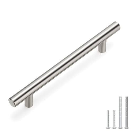 homdiy Brushed Nickel Cabinet Pulls 40 Pack Cabinet Handles Cabinet Pulls 5in(128mm) Hole Center Stainless Steel Drawer Pulls Kitchen Modern Euro Style Dresser Drawers - Image 1