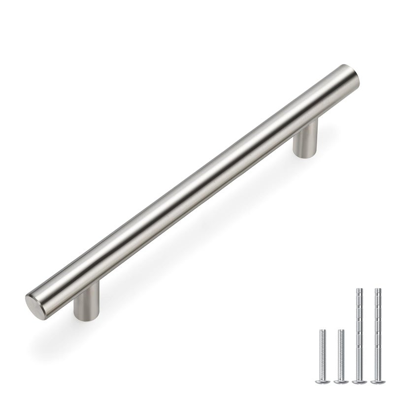 homdiy Brushed Nickel Cabinet Pulls 40 Pack Cabinet Handles Cabinet Pulls 5in(128mm) Hole Center Stainless Steel Drawer Pulls Kitchen Modern Euro Style Dresser Drawers - Image 4
